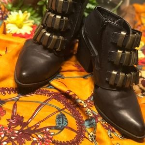 Sacred Heart Chunky Buckle Pointed Booties